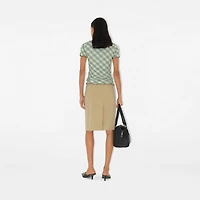 Check Stretch Cotton T-shirt in Breeze - Women | Burberry® Official