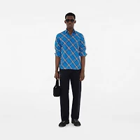 Regular Fit Check Cotton Shirt in Hyacinth blue