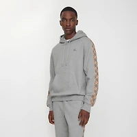 Check Trim Cotton Hoodie in Pale grey melange - Men | Burberry® Official