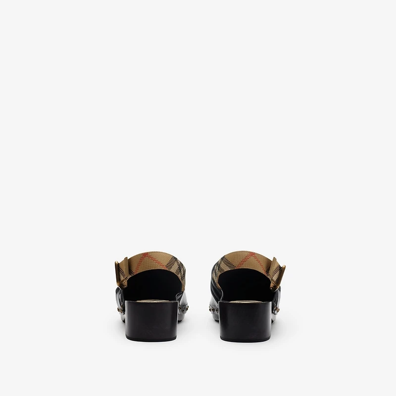 Leather Trunk Strap Clogs in Black/sand - Men | Burberry® Official