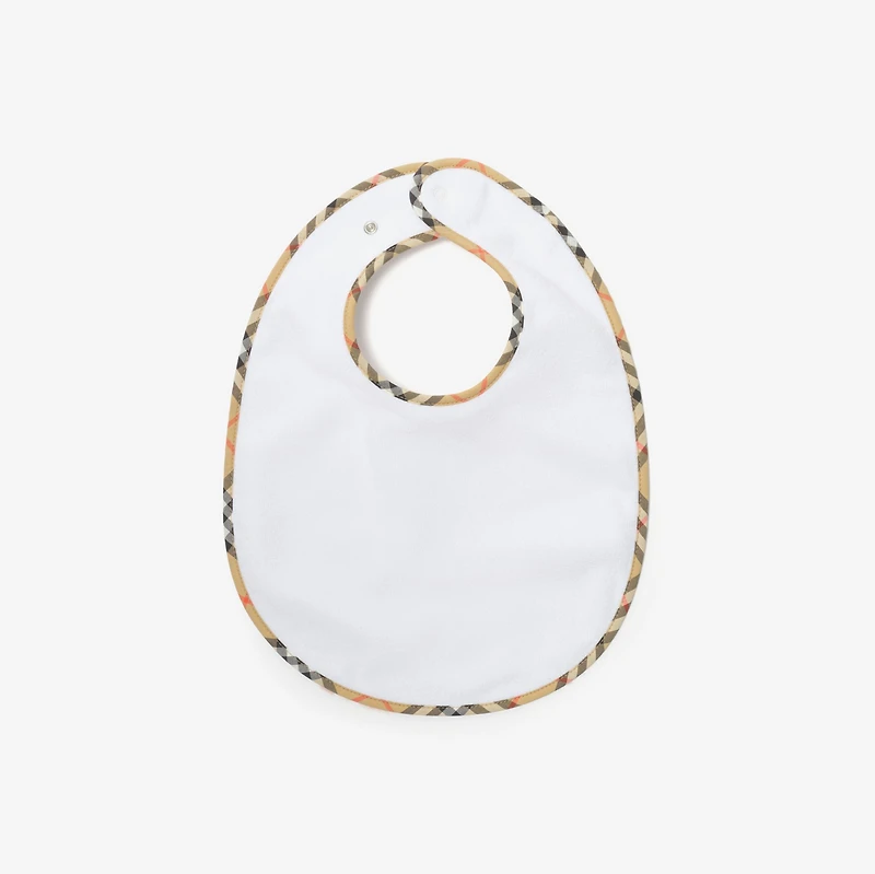 Check Cotton Three-piece Bib Set in White - Children | Burberry® Official