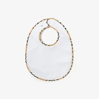 Check Cotton Three-piece Bib Set in White - Children | Burberry® Official