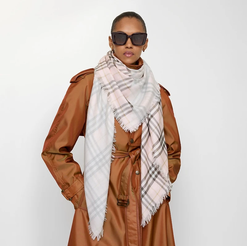 Check Wool Silk Scarf in Bow pink | Burberry® Official