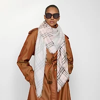 Check Wool Silk Scarf in Bow pink | Burberry® Official