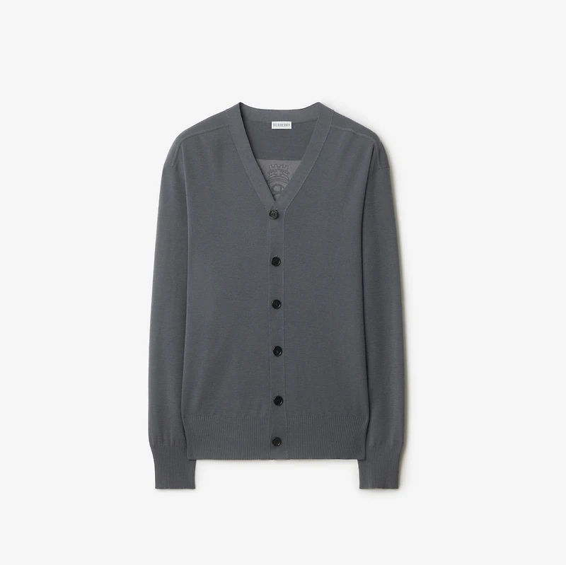 B Crest Wool Cardigan in Magnet - Men | Burberry® Official