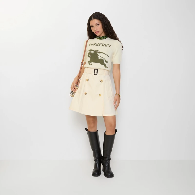 Gabardine Trench Mini Skirt in Ceramic white - Women | Burberry® Official