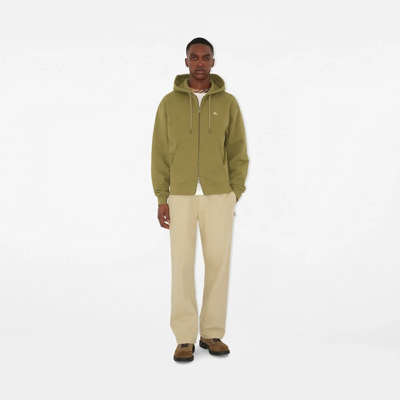 Cross Stitch EKD​ Cotton Zip Hoodie in Estate green - Men | Burberry® Official
