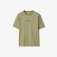 Check Cursive Logo Cotton T-shirt in Glade green - Men | Burberry® Official