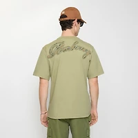 Check Cursive Logo Cotton T-shirt in Glade green - Men | Burberry® Official