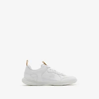 Leather Matrix Sneakers in Optic white - Women | Burberry® Official