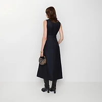 Belted Check Wool Dress in Navy blue - Women | Burberry® Official