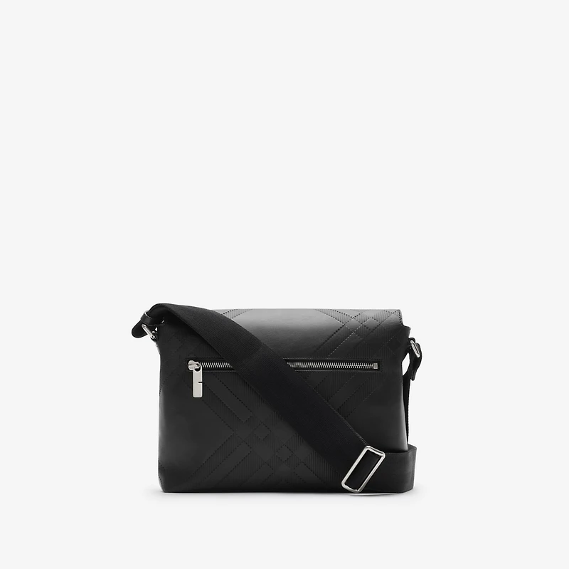 Embossed Check Messenger Bag​ in Black - Men | Burberry® Official