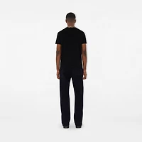 Check Trim Cotton T-shirt in Black - Men | Burberry® Official
