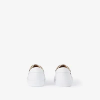 Check and Leather Sneakers in Optic white - Women | Burberry® Official