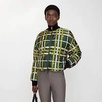 Cropped Reversible Belt Check Nylon Jacket in Marsh green - Women | Burberry® Official