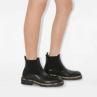 Leather Gravel Chelsea Boots​ in Black - Women | Burberry® Official