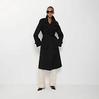 Long Castleford Trench Coat in Black - Women, Cotton Gabardine | Burberry® Official