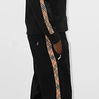 Check Trim Cotton Blend Track Pants in Black - Men | Burberry® Official