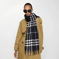 Check Cashmere Scarf in Black/calico | Burberry® Official