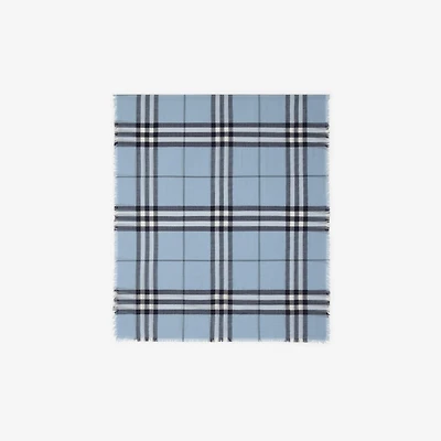 Wide Check Wool Scarf in Bank blue | Burberry® Official