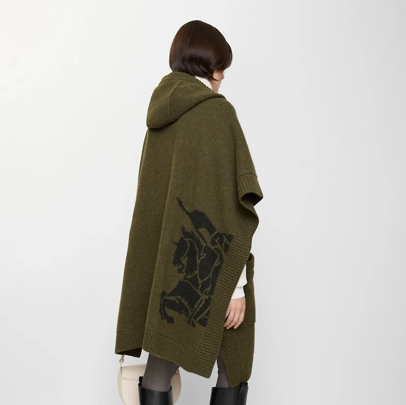 Wool Cashmere Hooded Cape in Shale green | Burberry® Official