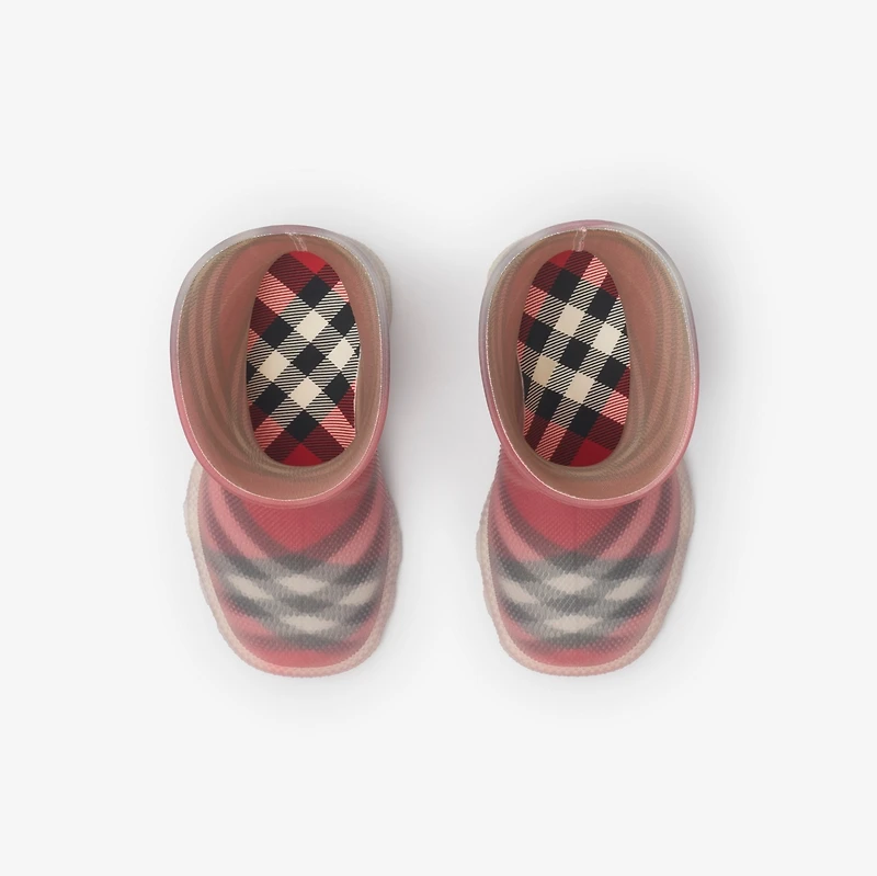 Check Rubber Marsh High Boots in Poppy - Children | Burberry® Official
