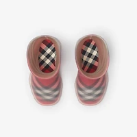 Check Rubber Marsh High Boots in Poppy - Children | Burberry® Official
