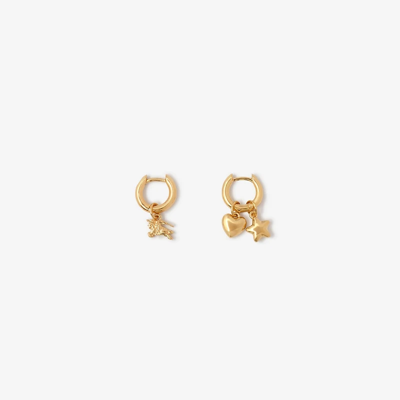 Mini Charm Hoop Earrings in Gold - Women | Burberry® Official