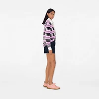 Long-sleeve Striped Cotton Polo Shirt in Dawn - Women | Burberry® Official