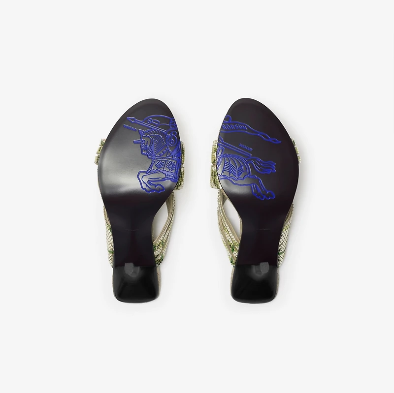 Check Mesh Cabana Maille Mules in Skylark - Women | Burberry® Official