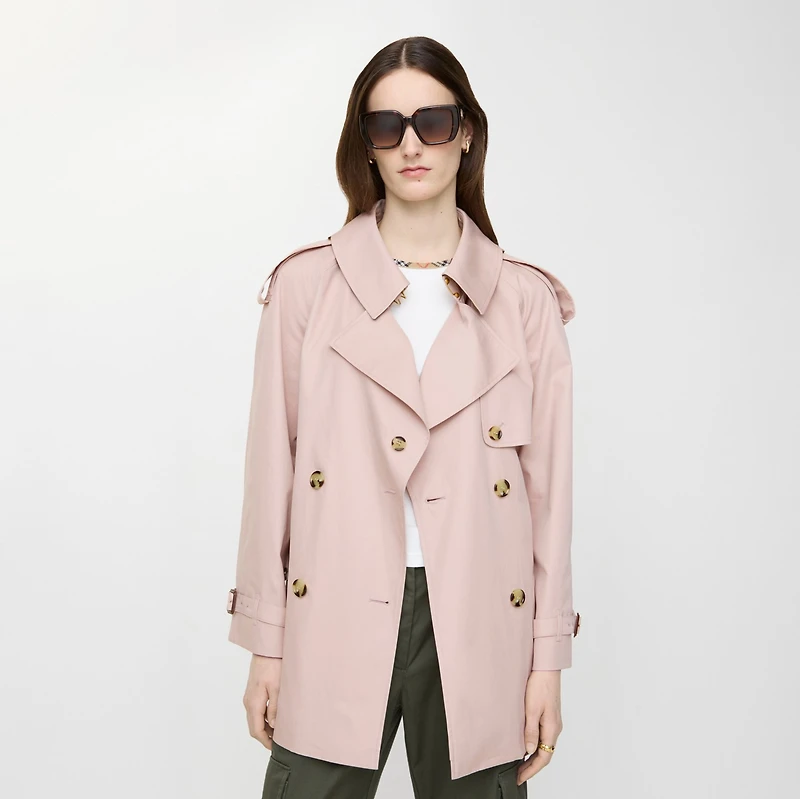 Short Tropical Gabardine Fitzrovia Trench Coat in Pale sugar pink - Women | Burberry® Official