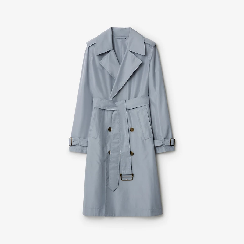 Long Silk Trench Coat in Gale - Women | Burberry® Official
