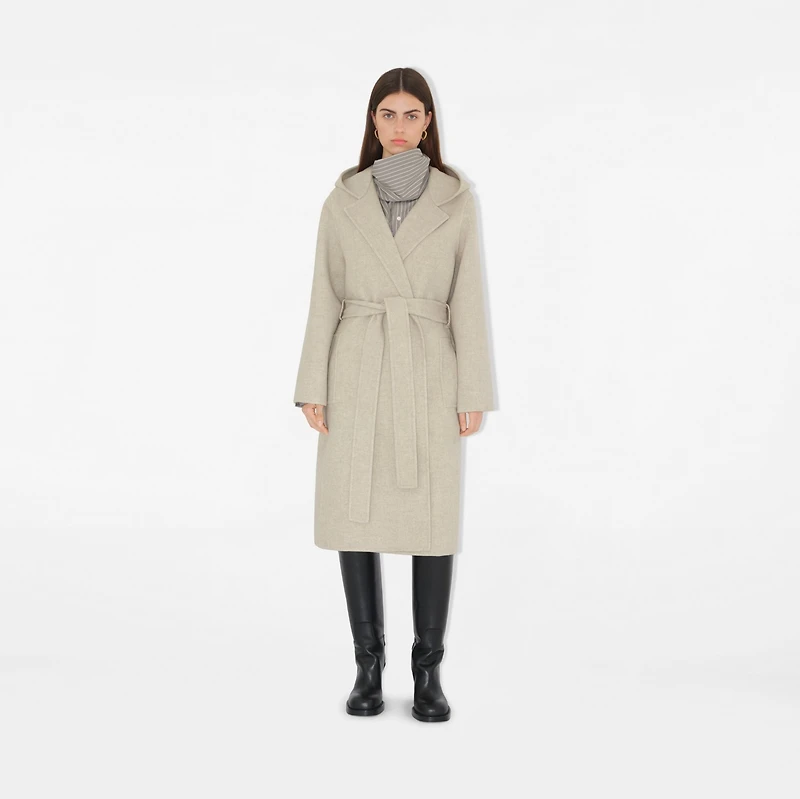 Cashmere Hooded Wrap Coat in Soap - Women | Burberry® Official