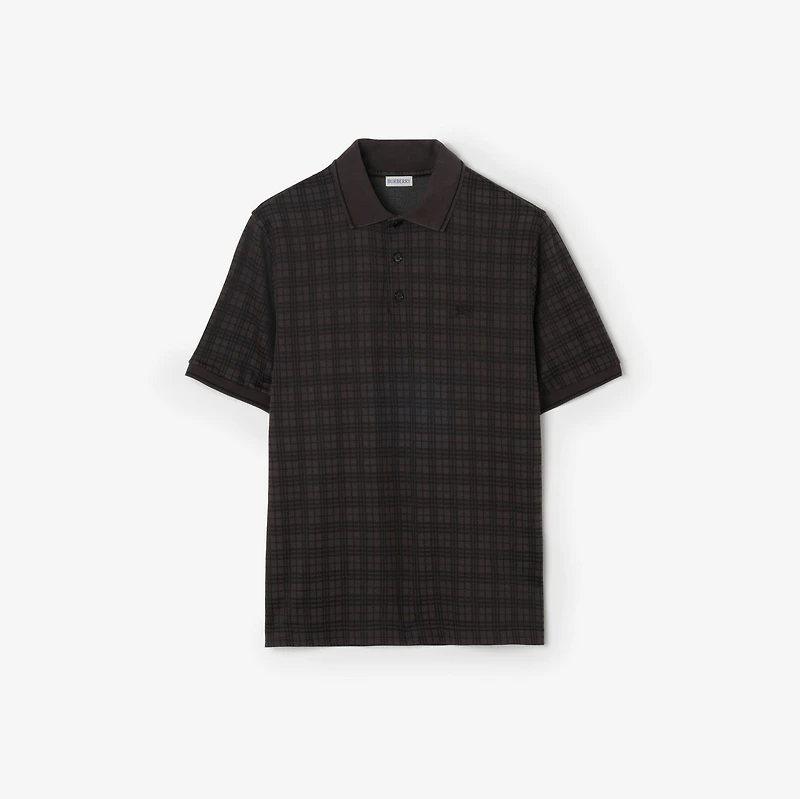Check Cotton Blend Polo Shirt in Coal grey - Men | Burberry® Official