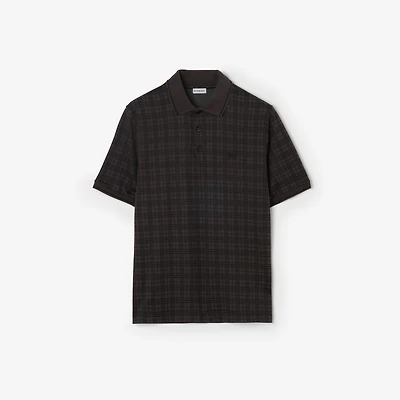 Check Cotton Blend Polo Shirt in Coal grey - Men | Burberry® Official