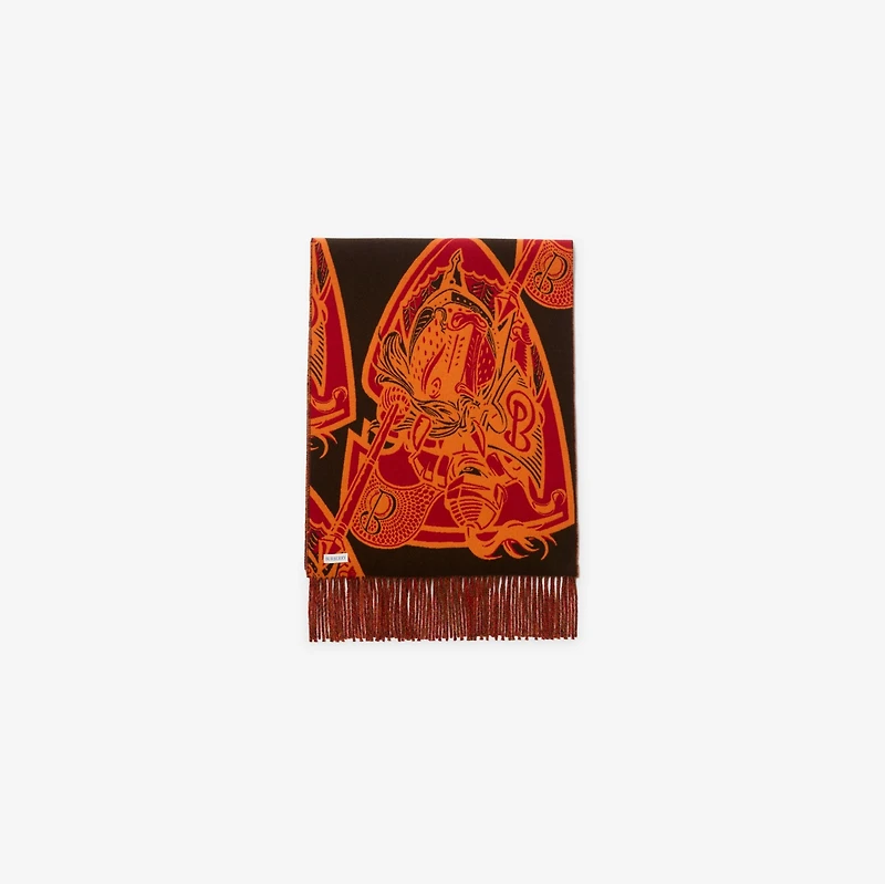 Charging Knight Wool Cashmere Scarf in Fire orange | Burberry® Official