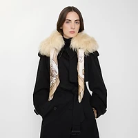 Scarf Trim Shearling Collar in Taupe beige/alpine white | Burberry® Official