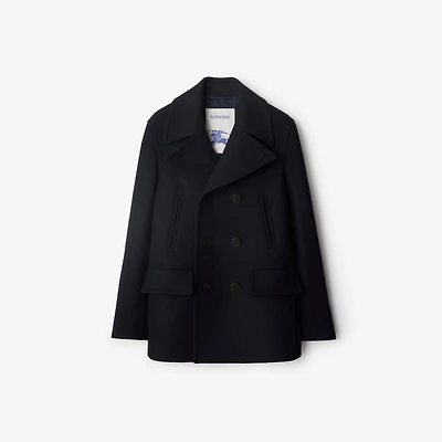 Wool Pea Coat in Navy - Men | Burberry® Official