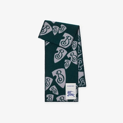 Cascading B Shield Wool Scarf in Phantom blue | Burberry® Official