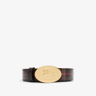 Reversible Check Knight Stamp Belt​ in Mahogany red/gold - Women | Burberry® Official