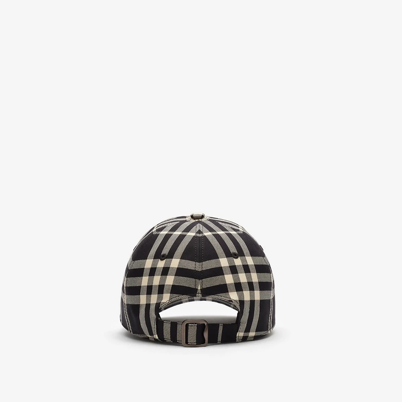 Check Cotton Baseball Cap in Black/calico beige - Men | Burberry® Official