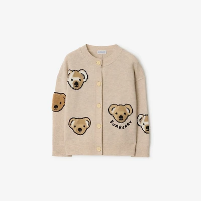Thomas Bear Wool Cardigan in Barley | Burberry® Official