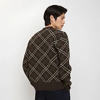 Check Wool Cashmere Cardigan in Truffle brown - Men | Burberry® Official