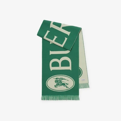 Logo Wool Scarf in Tennis green | Burberry® Official