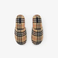 Check Wool Blend Slippers in Sand beige - Men | Burberry® Official