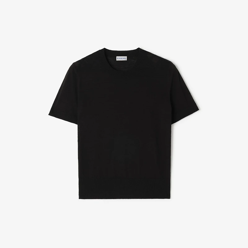 Check Panel Wool Silk Top in Black - Women | Burberry® Official