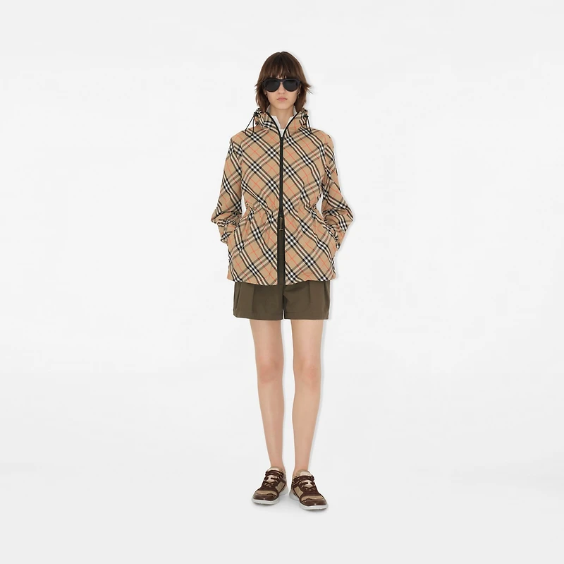 Check Lightweight Jacket in Sand - Women, Nylon | Burberry® Official