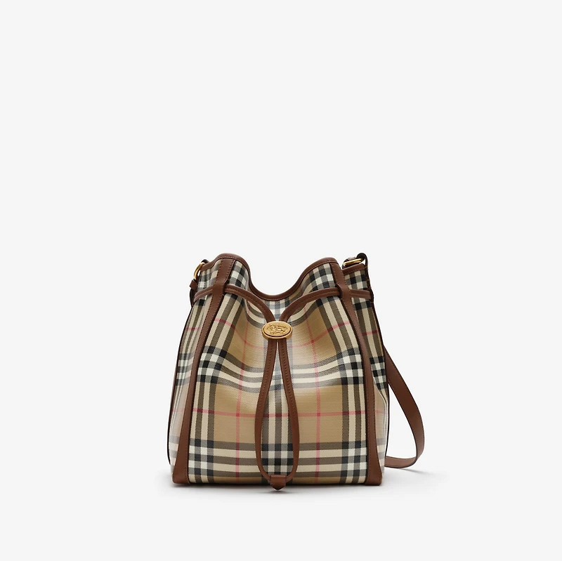 Small Check Bucket Bag in Archive beige - Women, Cotton | Burberry® Official