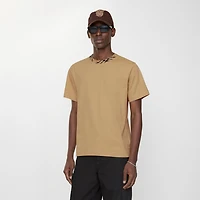 Check Trim Cotton T-shirt in Flax beige - Men | Burberry® Official