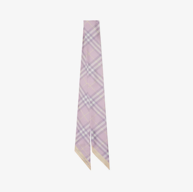 Skinny Contrast Check Silk Scarf in Dawn/drizzle | Burberry® Official